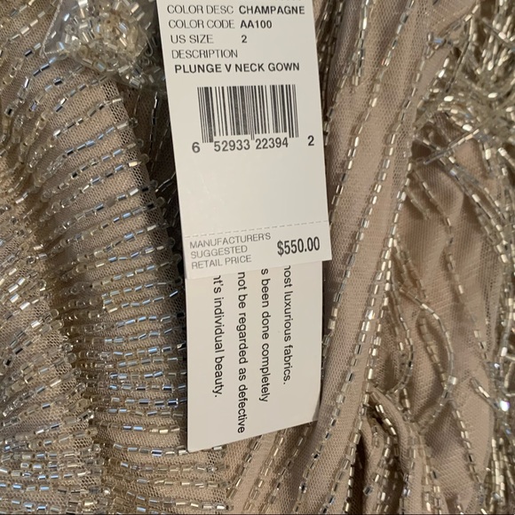 Aidan Mattox fringes V-Neckline sleeveless beaded gown dress - Picture 6 of 14